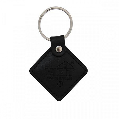 Vizit RF3.2 BLACK Ключ RF (RFID  -  13.56 МГц), кожаный брелок с тиснением логотипа, черный