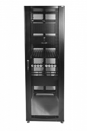 ЦМО ШТК-СП-48.8.12-48АА-9005 Шкаф серверный ПРОФ напольный 48U (800х1200) дверь перф., задние двойные перф., черный, в сборе