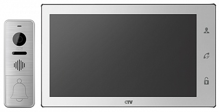 CTV DP4102FHD W (White/Silver) Комплект цветного видеодомофона: панель CTV-D4000FHD S, монитор CTV-M4102FHD W
