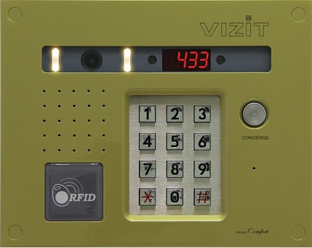 Vizit БВД-433FCBE Блок вызова для совместной работы с БУД-430М, -430S, -485, -485М, -485МР, -485DP, встроенный считыватель ключей VIZIT-RF3 (RFID-13.56МГц)