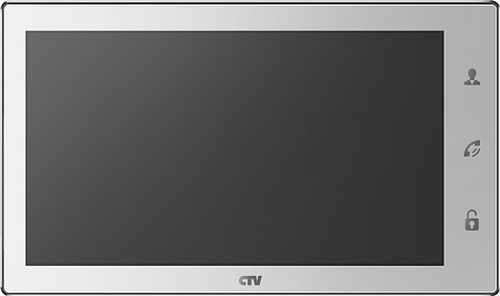 CTV M3101 W Монитор цветного видеодомофона с экраном 10&amp;quot;, Hands free, встроенный слот для micro SD (до 32ГБ), накладное крепление, встр. ист пит, подкл до 2 выз. панелей и 4 мониторов