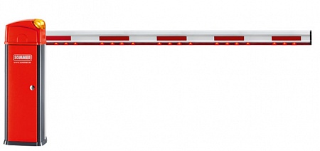 Sommer ASB-5014A шлагбаум алюминиевый правый, 230V AC 24 В. DC, блок управления с радиоприемником (868,8 МГц), 6 м. стрела, встроенная сигнальная лампа. Цвет антрацит/красный