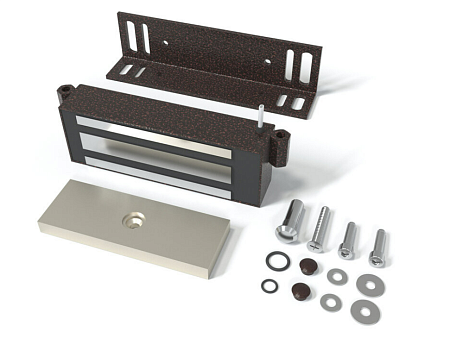 Vizit ML300-111CA (VIZIT-ML300-SD-SF-Pull-CA) Замок электромагнитный (9-15VDC, 0,5А, 300кг),встроенный модуль перемагничивания, монтажный комплект, угольник 40х50х4мм., Корпус из стали. Цвет: CA - Cuprum Antique